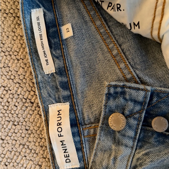 Denim Forum Light Blue Straight Leg Jeans - Picture 3 of 3